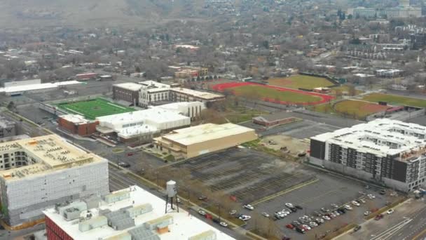 Luftaufnahmen West High School Salzsee Stadt Utah — Stockvideo