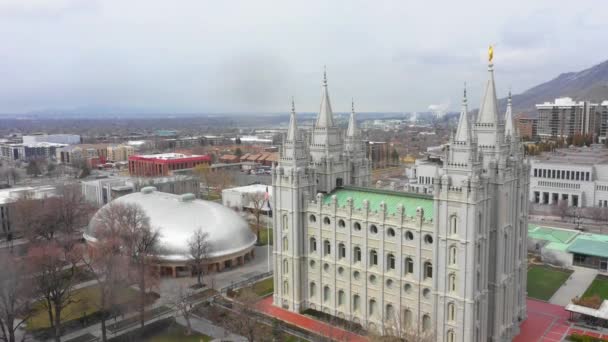 Flygvideo Salt Lake City Temple Och Tabernakel — Stockvideo