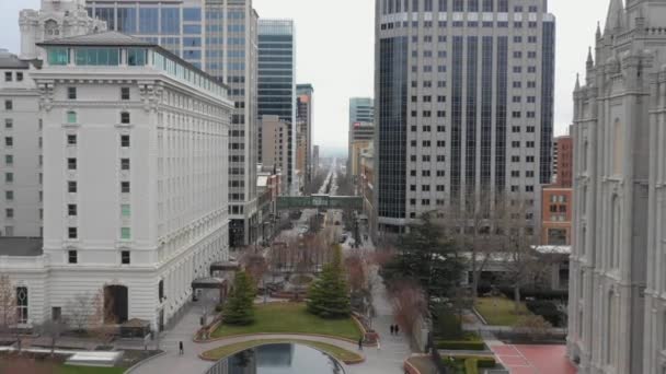 Voando Entre Edifícios Altos Salt Lake City — Vídeo de Stock