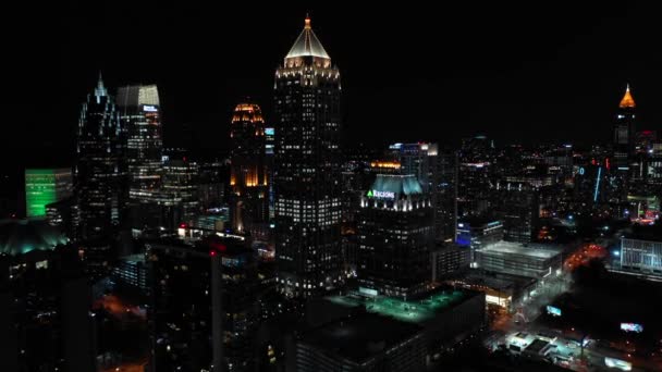 Arranha Céus Atlanta Geórgia Filmagens Noite Aérea — Vídeo de Stock