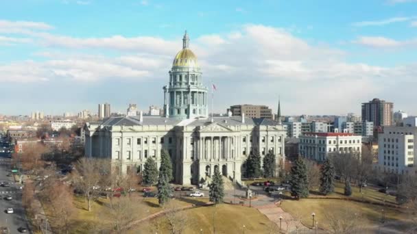 Vídeo Aéreo Del Dron Colorado State Capitol Denver — Vídeos de Stock