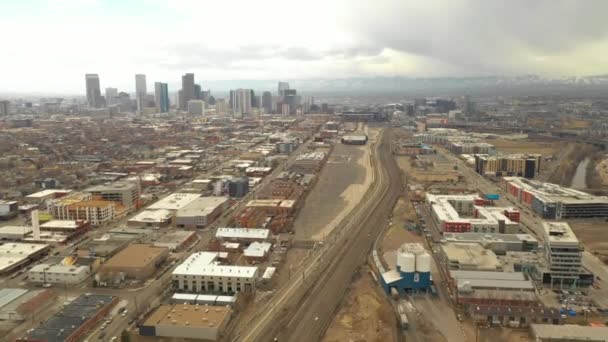 Aerial Downtown Denver Ipari Körzet — Stock videók