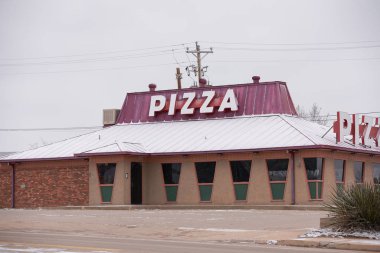 Pizza Dükkanı eski Route 66 New Mexico Santa Rosa üzerinde