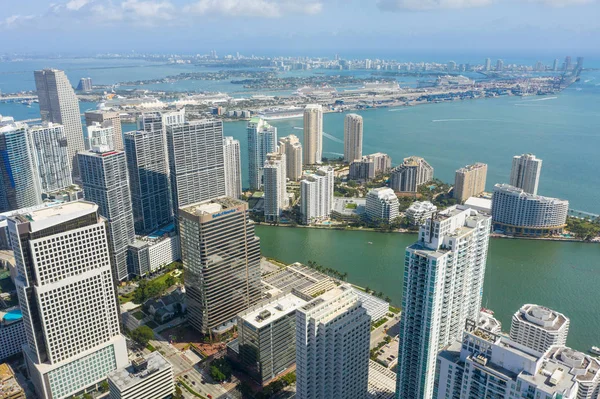 Aériennes du port portuaire de Brickell Downtown Miami Bay — Photo