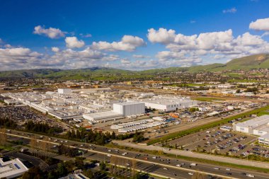 Hava drone fotoğraf Tesla Fabrika Fremont Ca