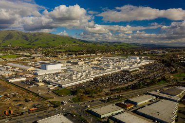 Hava drone fotoğraf Tesla Fabrika Fremont Ca