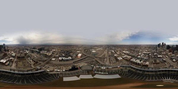 Antenne Sferisch Rechthoekig Panorama Boven Coors Field Denver Colorado — Stockfoto