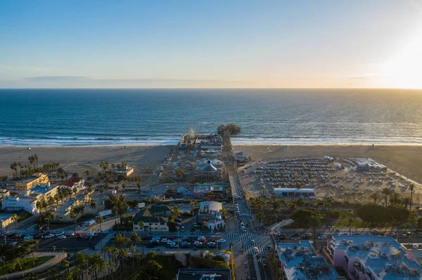 Aerial Drone Photo Pacific Park Santa Monica Beach California Usa — Stock Photo, Image