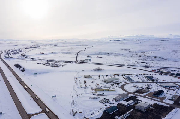 Paisagem Americana Inverno Drone Aéreo Foto Tiro Condições Neve — Fotografia de Stock