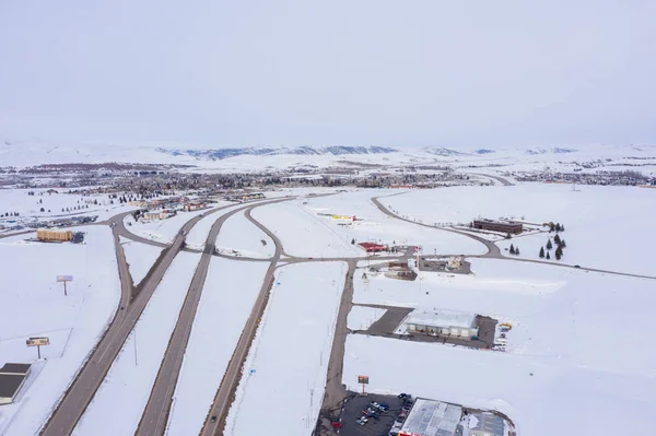 Paisagem Americana Inverno Drone Aéreo Foto Tiro Condições Neve — Fotografia de Stock