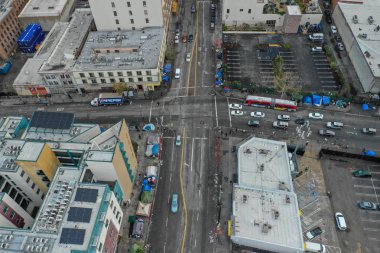 Skid Row Los Angeles Ca havadan drone fotoğraf