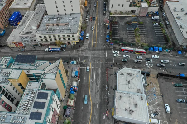 Foto Drone Aereo Skid Row Los Angeles — Foto Stock