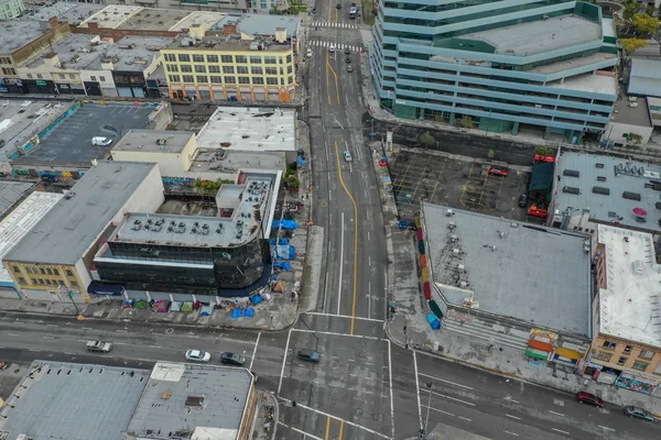 Aerial Drone Foto Van Skid Row Los Angeles — Stockfoto
