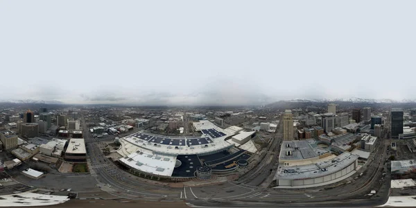 Panorama aérien équirectangulaire sphérique au-dessus de Salt Lake City U — Photo