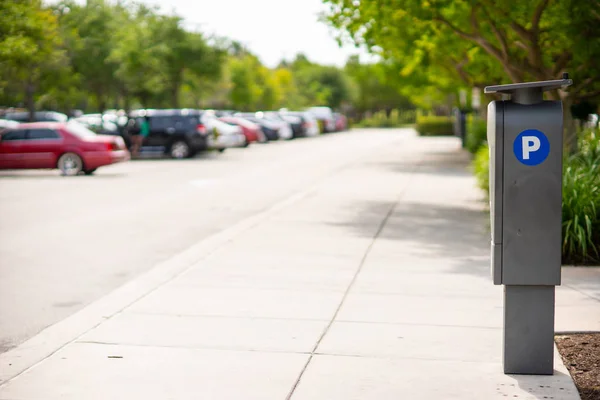 Stock photo parking lot and pay meter — Stock Photo, Image