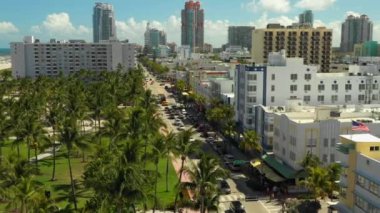 Ocean Drive Florida Miami 4k hava görüntüleri yaz
