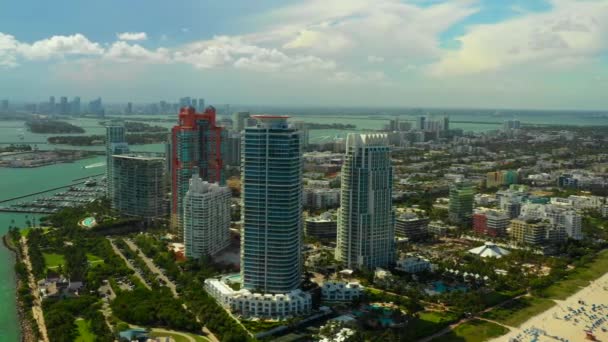 迈阿密海滩2019年新的空中无人机镜头 — 图库视频影像