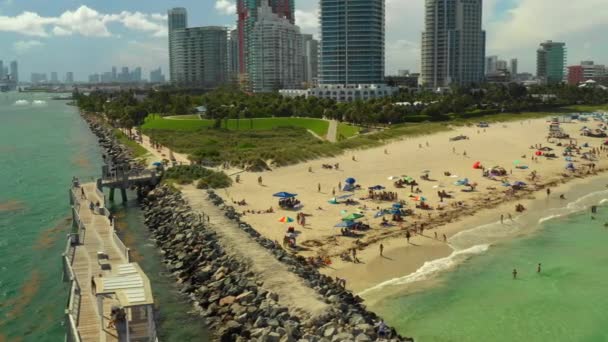 Antenne Strand Szene Miami Sommer 2019 — Stockvideo