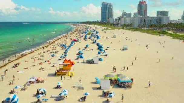 Låg Antenn Miami Beach Sommar 2019 Stock Footage — Stockvideo
