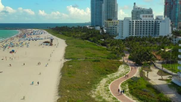 Vídeo Aéreo Atlantic Way Miami Beach Walkway — Vídeo de Stock