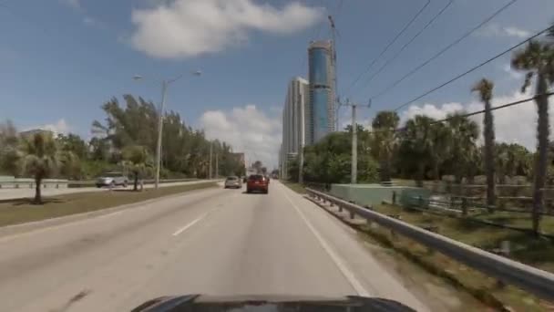 Collins Avenue Placas Condução Haulover Beach Parque Miami — Vídeo de Stock