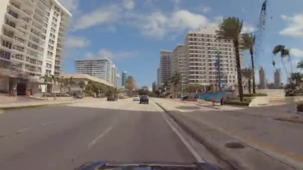 Acelerar Conducción Vídeo Collins Avenue Miami Beach 60P — Vídeos de Stock