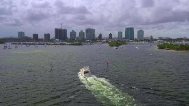 Stock Antenna Drone Videó Miami Yacht Életmód — Stock videók