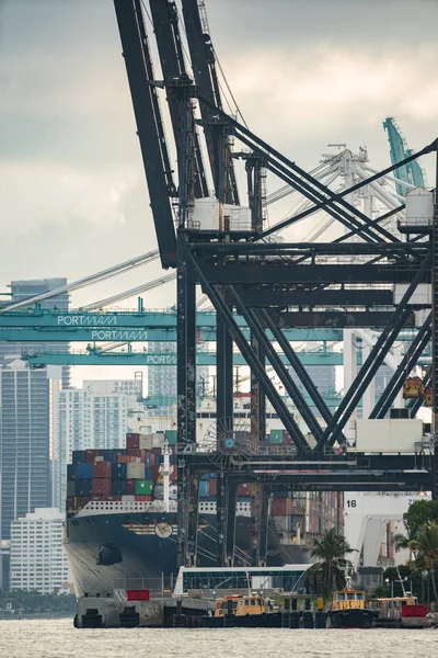 Solnedgång över hamnen i Miami Florida USA — Stockfoto