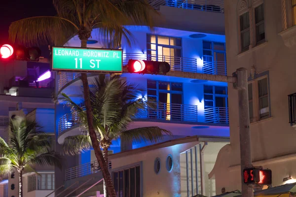 第11街标志迈阿密海滩海洋驱动器 — 图库照片