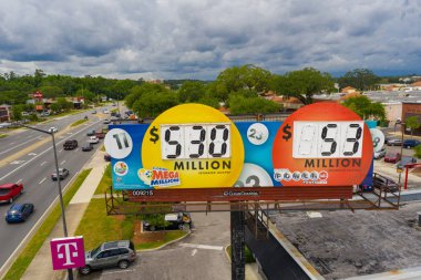 Aerial photo Florida Mega Millions billboard sign  clipart