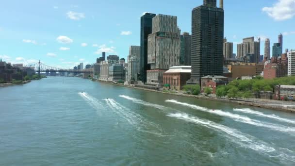 Vista Aérea Sobre East River Nueva York Manhattan — Vídeo de stock