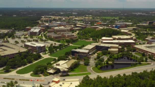 Luchtfoto Videogeheugen Winkelcentrum Universiteit Van Central Florida — Stockvideo