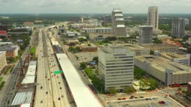 Aerial Downtown Orlando Florida otoyol inşaatı genişletme 2019