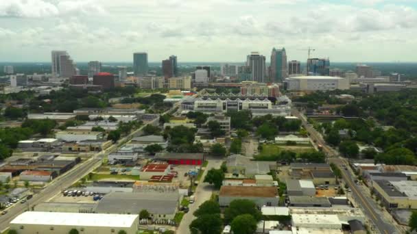 Flyg Strategi Orlando City Stadium Och Downtown — Stockvideo