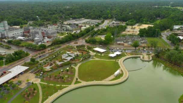 Aerial Backwards Flight Depot Park Gainesville — Stock Video