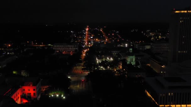 Antenas Nocturnas Ciudad Tallahassee — Vídeos de Stock