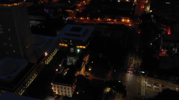 Légi Videó Felvétel Florida Capitol Building Éjszakai Lövés — Stock videók
