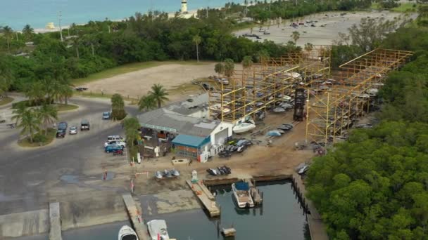 Vídeo Aéreo Armazenamento Barco Seco Haulover Miami — Vídeo de Stock