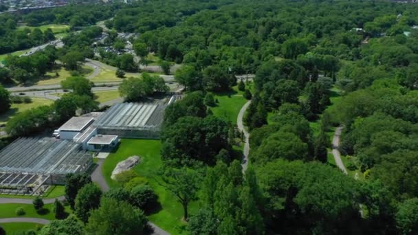 Luftbild Nolen Gewächshäuser New York Botanischen Gärten — Stockvideo