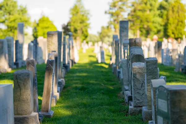 Foto di una fila di lapidi in un cimitero — Foto Stock