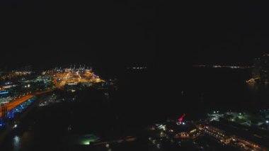 Port Miami gece hava video 4k