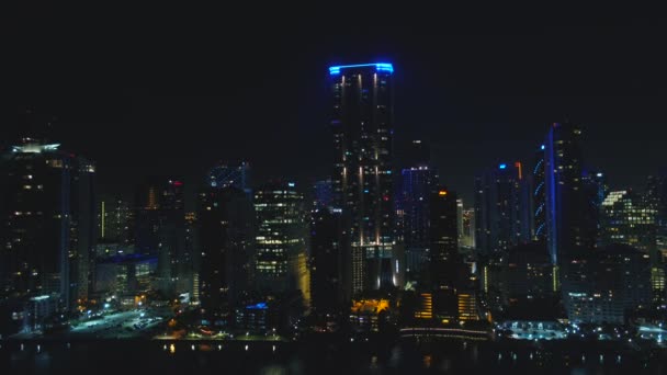 Luftbild Stadt Beleuchtet Miami Brickell — Stockvideo