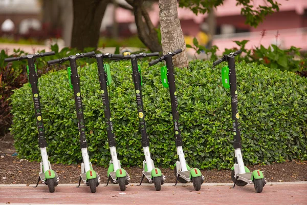 Group of Lime Scooters in the city — Stock Photo, Image