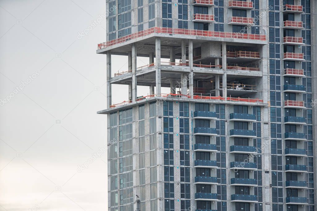 Telephoto shot of a highrise tower under construction