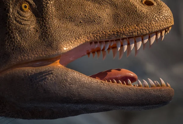 Dientes de dinosaurio T rex afilados y listos para cazar — Foto de Stock