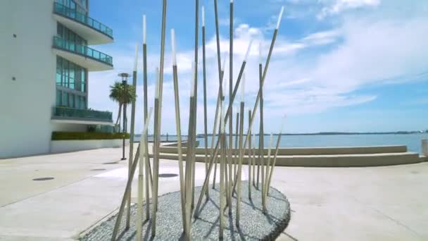 Scultura Arte Brickell Vicino Alla Baia — Video Stock