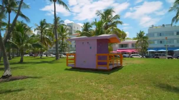 Gepensioneerde Miami Beach Badmeester Hut Lummus Park — Stockvideo