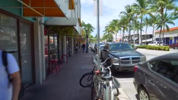 Pedestrian Pov Walking Miami Beach Sidewalk 60P — Stock Video