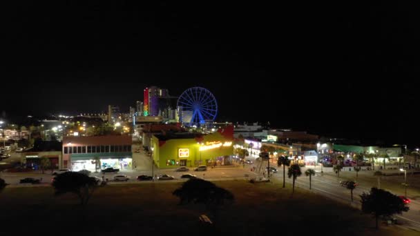 Havadan Gece Görüntüleri Myrtle Beach Güney Carolina — Stok video