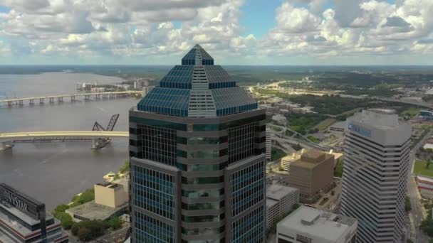 Aerial Footage Top Bank America Financial Center Tower Downtown Jacksonville — Stock Video